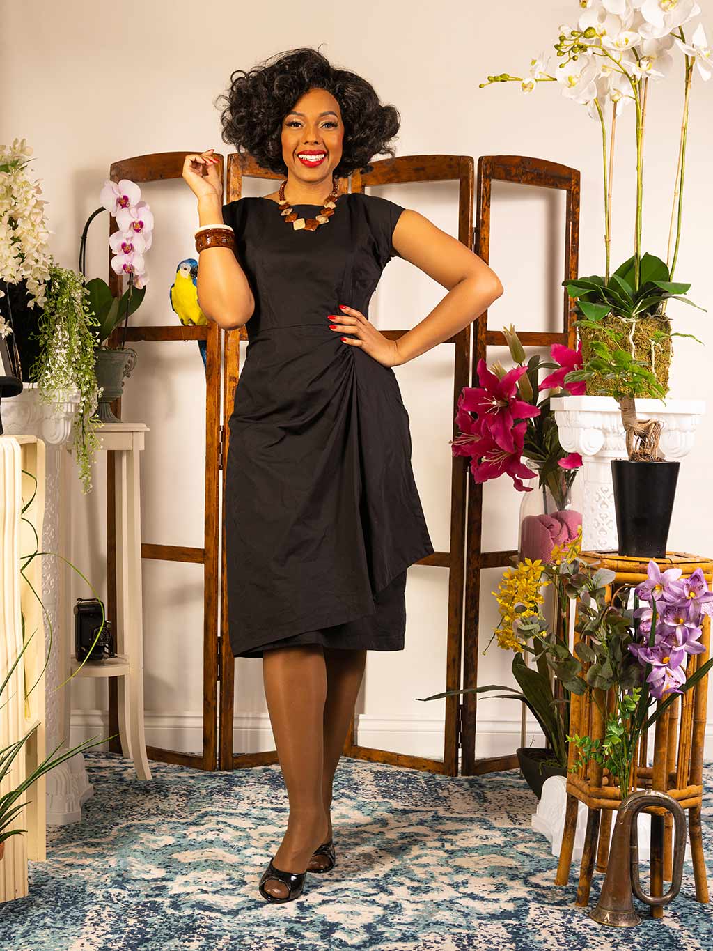 1940s / 1950s Inspired Black Sarong Dress by What Katie Did - What Katie Did